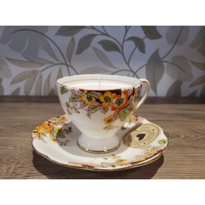 TEACUP soy candle -  FALL FLOWERS - aunt MIMI
